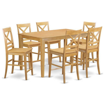 East West Furniture Capri 7-piece Wood Table and Dining Chair Set in Oak