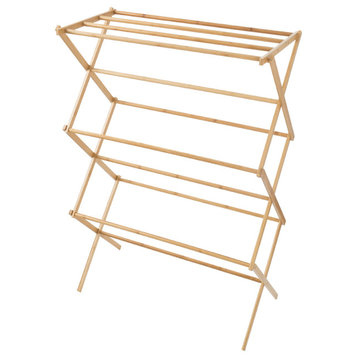 Bamboo Clothes Drying Rack- Collapsible and Compact By Lavish Home