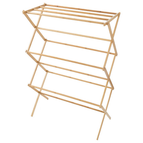 Bamboo Clothes Drying Rack- Collapsible and Compact By Lavish Home