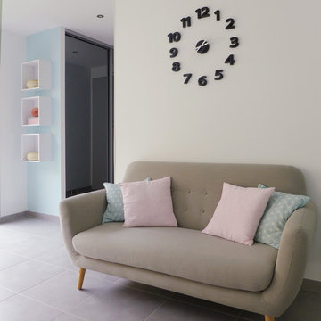 Bleu ciel et rose pivoine | Une maison familiale contemporaine & raffinée