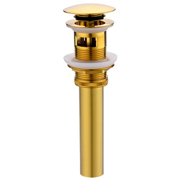 1-5/8" Push Pop-Up Drain Stopper With Overflow for Sink, Brushed Gold
