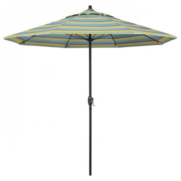 7.5' Patio Umbrella Bronze Pole Fiberglass Ribs Auto Tilt Sunbrella, Astoria Lagoon