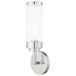 Livex Lighting - Livex Lighting Polished Chrome 1-Light ADA Wall Sconce - The one light wall sconce from the Hillcrest collection features a simple elegant polished chrome frame paired with clear glass shades. Each shade is accented with a banded polished chrome ring to carry through the theme of finely crafted metal fittings.�