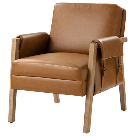 Boho Farmhouse Rustic Armchair, Camel