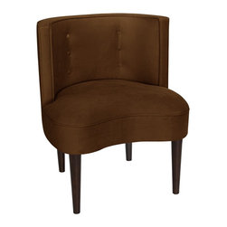 Universal Lighting and Decor - Curve Ball Regal Chocolate Fabric Armless Accent Chair - Bar Stools And Counter Stools