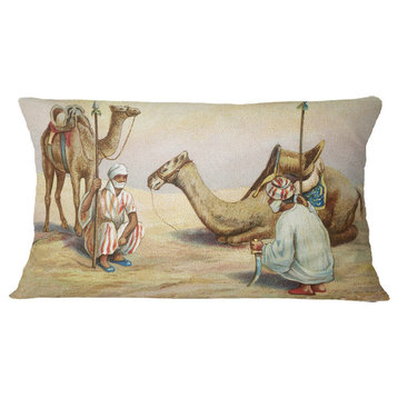 Old Colonial Illustration Contemporary Throw Pillow, 12"x20"
