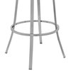 Valerie Swivel Faux Leather Bar and Counter Stool, Brushed Stainless Steel Finishing/White, Bar Height