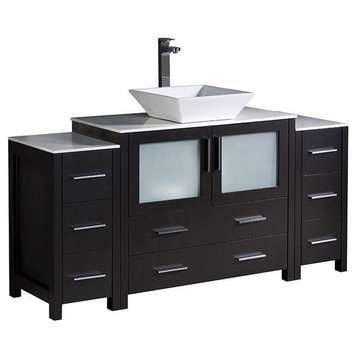 Fresca Torino 60" Espresso Modern Bathroom Cabinets With Top and Vessel Sink