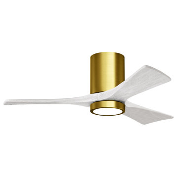 Irene-3HLK 42" Ceiling Fan, LED Light Kit, Brushed Brass/Matte White