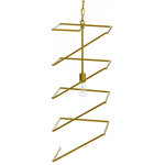 Harp and Finial - Indra Pendant Painted Gold Metal - The Indra pendant is designed with an active, inspired design with a transitional aesthetic. Made with a one light design, this painted gold metal piece uses a square spiral design motif. It combines minimalism and complexity in a unique way to create a powerful modern look.