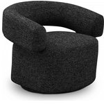Meridian Furniture - Niya Linen Textured Fabric Upholstered Swivel Accent Chair, Black - Transform your living area into a contemporary haven with the stunning Niya Linen Textured Fabric Swivel Accent Chair. The chair features a luxurious black linen textured fabric with white weave upholstery that oozes sophistication and style. The swivel chair design adds a touch of elegance and functionality to the room, while the art deco-inspired accents showcase your impeccable taste in home decor. Whether you're entertaining guests or relaxing with a good book, the Niya accent chair is the perfect addition to your home.