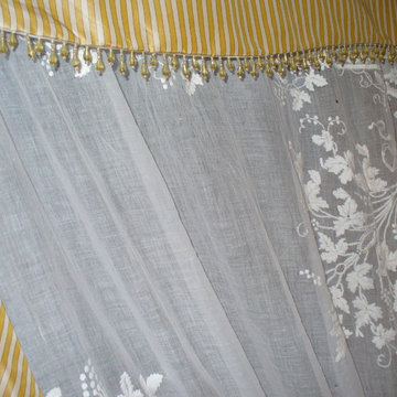 Edwardian Valance yellow stripe silk sewing room