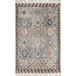 Momeni - Momeni Nomad Hand Knotted Traditional Area Rug Blue 3'6" X 5'6" - The tribal design of the Nomad captures the essence of boho chic. Inspired by ancestral area rug motifs, traditional diamond and dot symbols fill the ornamental field and decorative border with a repeating geometric pattern in a vivid color palette. Each rug is embellished with tassels of fringe that enhance the assortment's global elements. Hand knotted from 100% natural wool fibers, the free-spirited style looks luxe when placed as a featured floorcovering at the center of the room or layered in a casual arrangement beneath coffee tables and chairs.