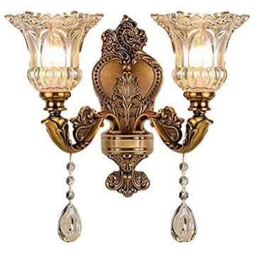 2 Light Crystal Drop Wall Lighting Fixture Retro Prism Wall Sconce