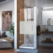 DreamLine Hinged Sliding Shower Door, Half Frosted Glass Door