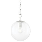 Mitzi by Hudson Valley Lighting - Juliana 1-Light Small Pendant Polished Nickel - Just when you thought the perfect globe light didn't exist, Juliana swoops in and gets it right. Exquisite metalwork framing an enclosed glass globe is a mark of true craftsmanship, creating a seamless silhouette for any setting. Available in aged brass, old bronze, and polished nickel, the style is also designed in two sizes to complement different environments.