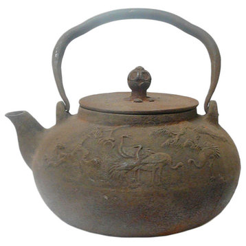 Chinese Rustic Iron Teapot Shape Display Decor