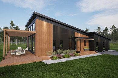 Example of a minimalist one-story exterior home design in Other