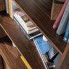 Retro Bookcase, Open Shelves & Lower Cabinet With Sliding Doors, Grand Walnut