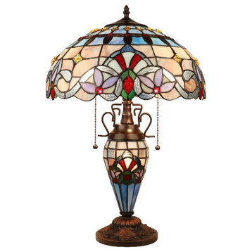 Chloe Lighting Victorian 3-Light Glass & Metal Table Lamp in Multi-Color