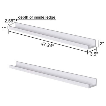 Vista Photo Ledge Picture Display Wall Shelf Gallery, Set of 2, White, 48''