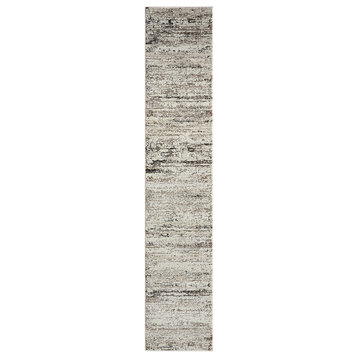 Brimah Dark Gray/Ivory Distressed Abstract High-Low Indoor Area Rug, 2' X 8'