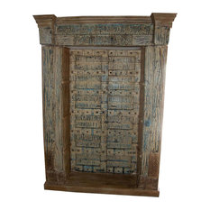 Mogulinterior - Consigned Antique Doors Hand-Carved Bookshelf With Original Brass And Iron - Bookcases