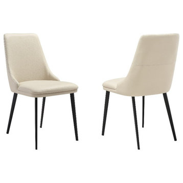 Genesis Dining Chair in Beige Faux Leather with Metal Legs - Set of 2