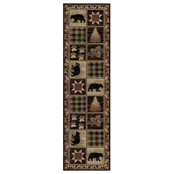 Hearthside Hollow Point Lodge Area Rug, Brown, 2'3"x7'7"