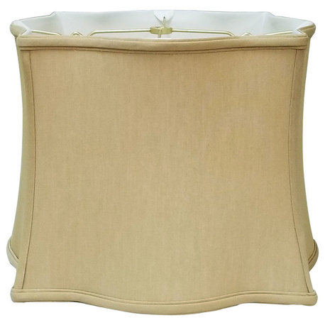 Scallop Top & Bottom Square Basic Lampshade, Antique Gold, Antique Gold, 13x14x1