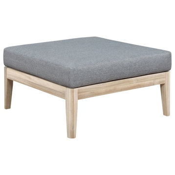 Linon Morningside Wood Indoor Outdoor Ottoman in Natural