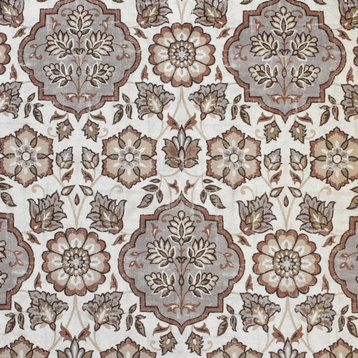 Brown, Beige, Gray & Off White Printed Velvet Fabric by the Yard, 1 Yard