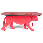 Bold Monkey - Pink Tiger Coffee Table | Bold Monkey Dope As Hell - The Dope as Hell Coffee Table will make a resounding impression on your guests. The color-coated resin panther that is used to hold the tempered glass is innovative in its appeal and makes for an exotic decorative item in your interiors. This limited edition product is innovative in design and style, having only 1,000 being made worldwide.