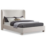 Meridian Furniture - Penny Bed, Cream, Full, Linen Textured Fabric - Breathe new life into your bedroom decor with the Penny Polyester Fabric Full Bed. This stunning bed is upholstered in a luxurious cream linen textured fabric, adding a touch of elegance to your space. The curved headboard provides a comfortable and supportive backrest while adding a stylish focal point to your bedroom decor. Upgrade your sleeping experience with this fully upholstered bed and indulge in a peaceful night's sleep.