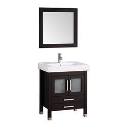 30 inch Single Sink Espresso Bathroom Vanity Set Integrated Ceramic Basin - Bathroom Vanities And Sink Consoles