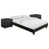 Camden Isle Faux Leather Acton Platform Bed Queen Black and 2 Nightstands