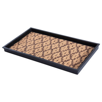 24.5"x14"x1.5" Natural/Recycled Rubber Boot Tray Tan/Brown Coir Insert