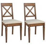 Bentley Designs - Sophia Oak Furniture Cross Back Dining Chairs, Set of 2 - Sophia Oak Cross Back Dining Chair Pair is made by skilled designers who used hints of Gustavian-inspired design to produce this unique, angular, quality oak collection. Which creates an unusual aged and yet refined appearance.