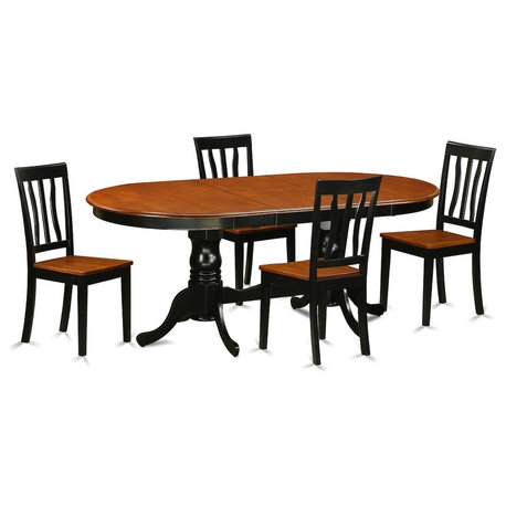 5-Piece Dining Room Set, Table With 4 Wood Chairs, Black/Cherry Without Cushion