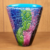 Cool Firestorm Murano Style Art Glass Oval Vase 7"H