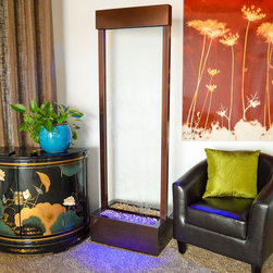 6' Gardenfall Etched Bamboo Floor Fountain with LED Lights - Indoor Fountains