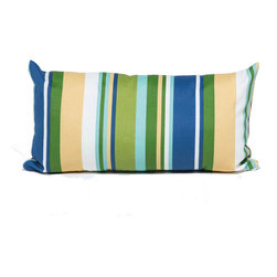 Blue Stripe Outdoor 2-Piece 11" x 22" Rectangular Throw Pillow Set - Outdoor Cushions And Pillows