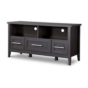 Three Drawer Espresso TV Stand, Dark Brown