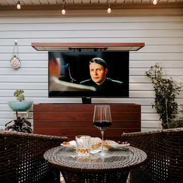 Outdoor TV Lift Cabinet - Ipe Brazilian Walnut