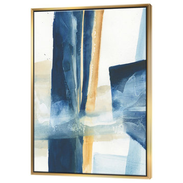 Designart Indigo Panel Iv Glam Modern Framed Canvas Art, Gold, 36x46