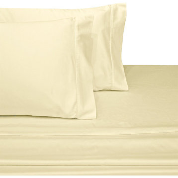100% Cotton Solid Pillowcases, Set of 2, 1000 Thread Count, Ivory, King
