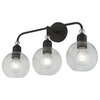 Downtown 3 Light Black With Brushed Nickel Accents Sphere Vanity Sconce