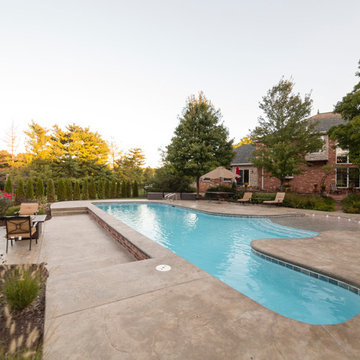 freeform beach entry with lap lane gunite pool