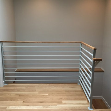 Modern steel railing with wood