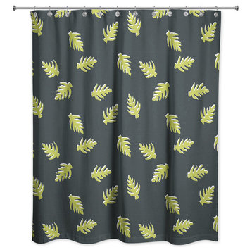 Palm Pattern in Green and Black Shower Curtain